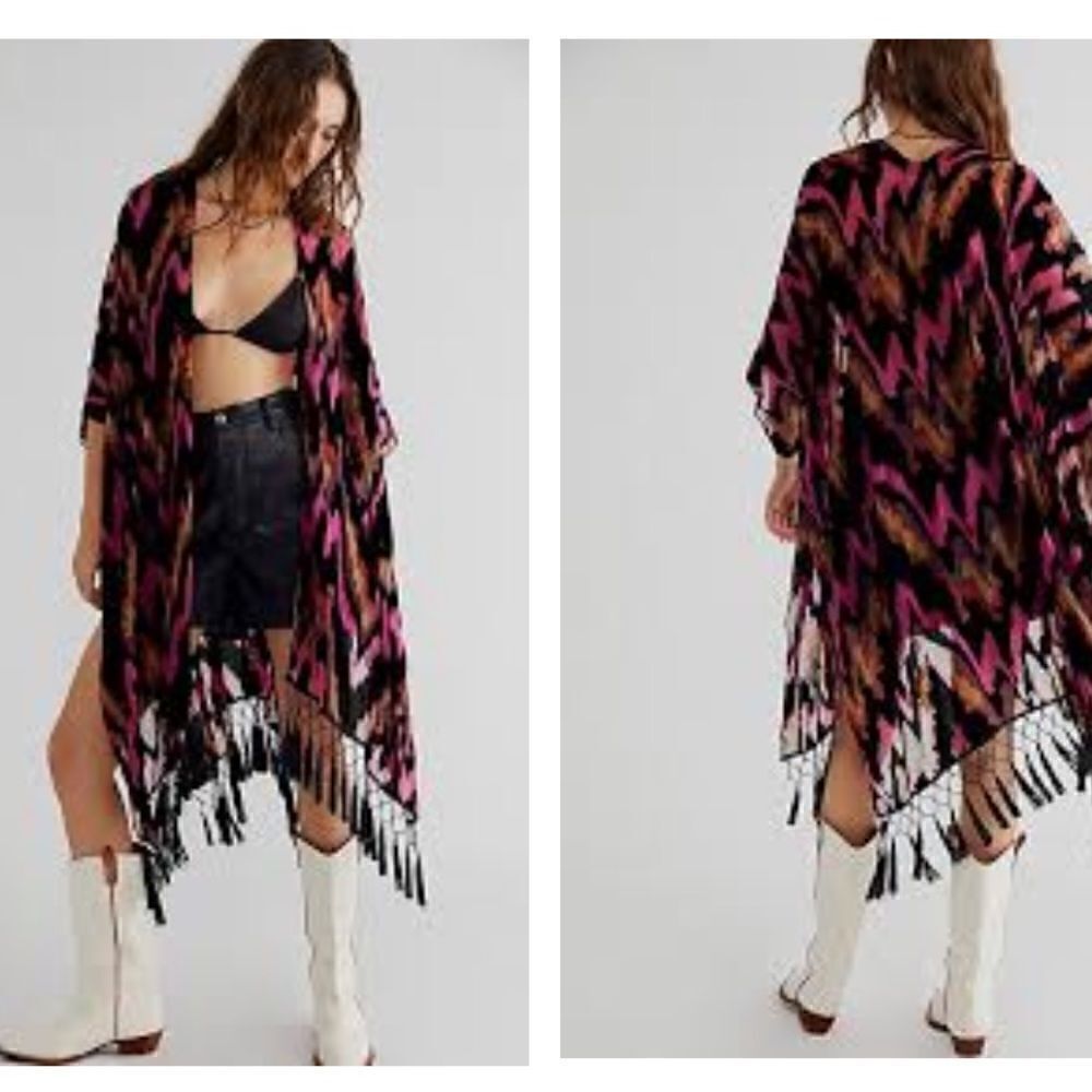 Free People Dripping Velvet Burnout Kimono